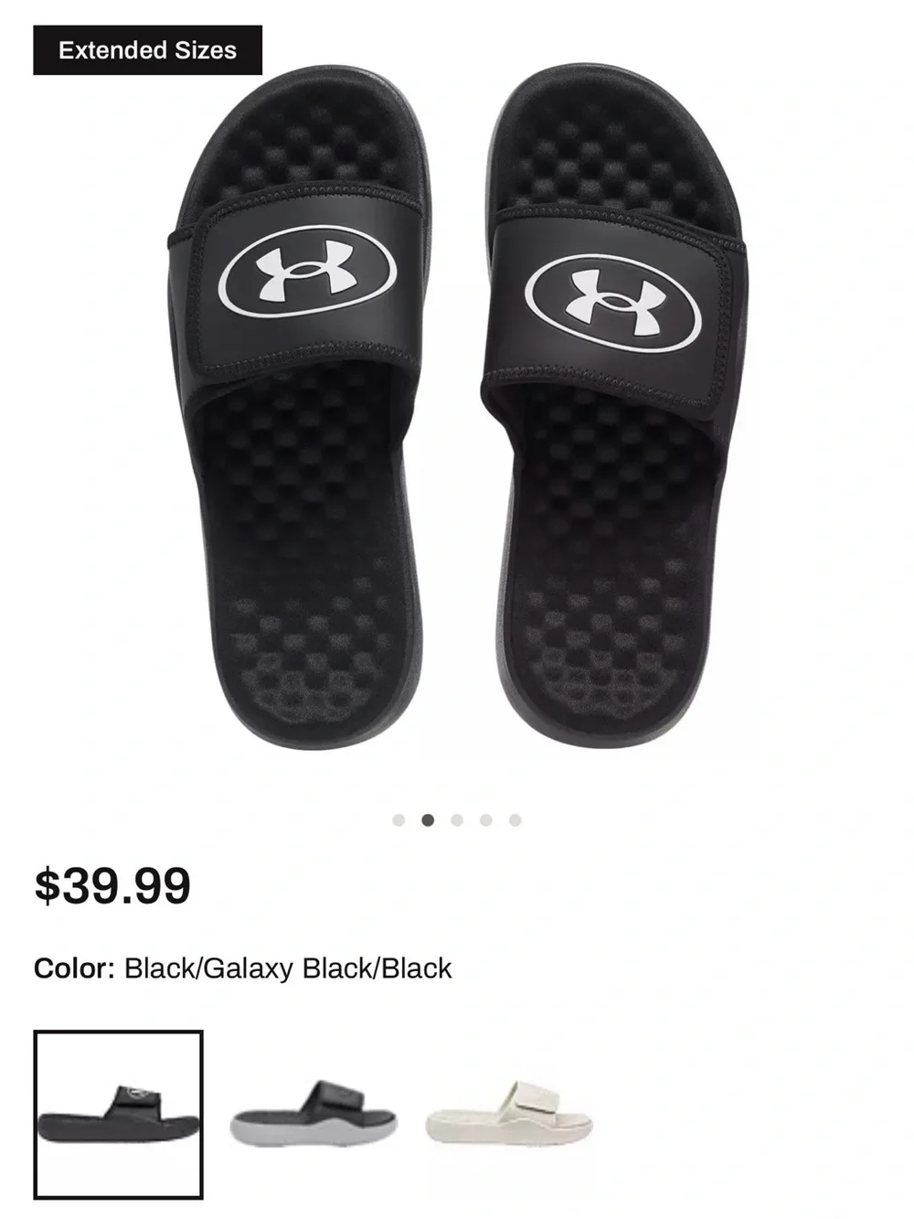 Under Armour Black Slide Sandals with White Logo